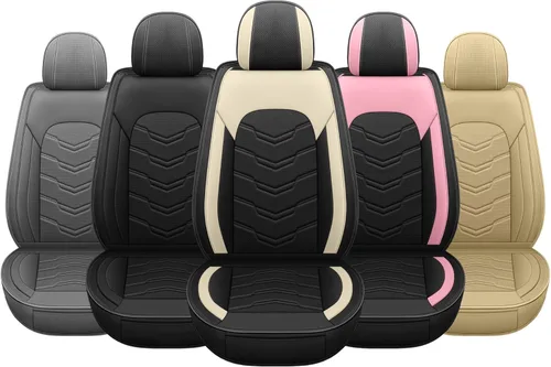 Vista 7 de AOOG Fundas de cuero para asiento de automóvil, 2 piezas delanteras, fundas de asiento transpirables de piel sintética, fundas interiores
