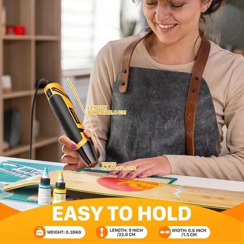 Vista 3 de SEEKONE Mini Heat Gun, 350W 2-Temp Settings 500℉ & 842℉（260℃& 450℃） Fast Heat Hot Air Gun Tool with Reflector Nozzle and 4.9Ft Long Cable Overload