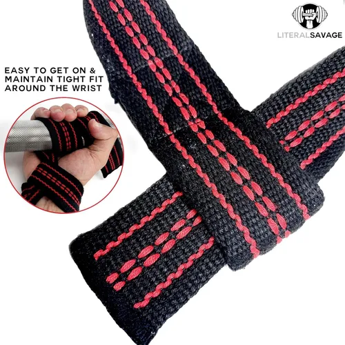 Vista 3 de Correas de levantamiento de pesas de 25 pulgadas (par) – Domina el peso muerto con muñequeras de algodón resistente – Soporte de agarre máximo
