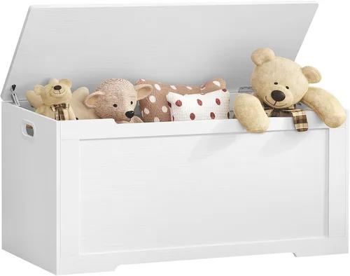 Vista 12 de usikey Cofre de almacenamiento de 39.4 pulgadas, caja de juguetes con 2 bisagras de seguridad, baúl de juguetes para dormitorio, banco