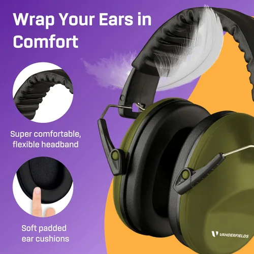 Vista 4 de Vanderfields Auriculares de Protección Auditiva - 26dB - Protección Auditiva para Tiro de Rango - Orejeras con Cancelación de Ruido para Adultos