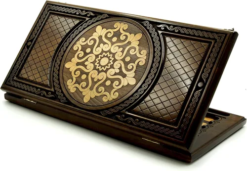 Armenian BACKGAMMON WOODEN BOARD GAME Nardi Nardy checkers chess carving flowers Ornament hand made gift walnut wood table game