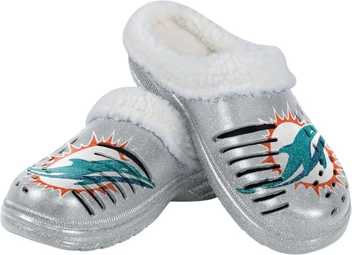 Vista 18 de FOCO - Zuecos con logotipo del equipo de la NFL para mujer, forro de sherpa y brillo