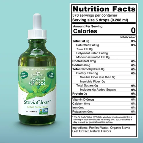 Vista 2 de SweetLeaf SteviaClear Sweet Drops - Edulcorante líquido de Stevia, gotas de stevia puras sin regusto amargo, alternativa de azúcar líquida, cero