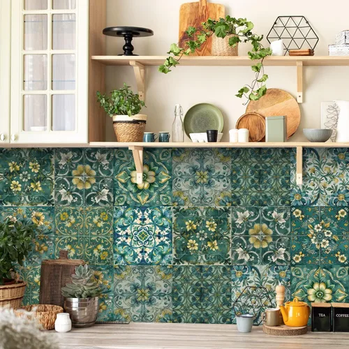 Vista 93 de Alwayspon Adhesivo para azulejos de pared moriscos para despegar y pegar, calcomanías de vinilo autoadhesivas para azulejos de cocina y baño, 4 x 4