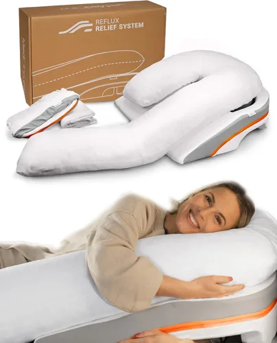 Vista 5 de MedCline Sistema de Alivio del Reflujo, Almohada de Cuña para la Cama para Alivio del Reflujo Ácido y GERD, Almohada Terapéutica con Inserto