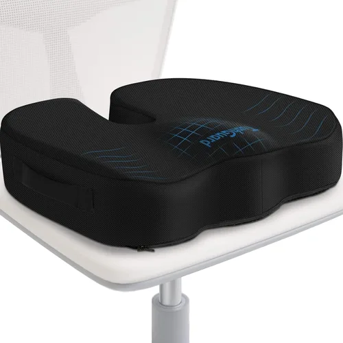 Vista 12 de TushGuard - Cojín de asiento para silla de oficina de espuma viscoelástica antideslizante, cojín de escritorio para la espalda, coxis, ciática