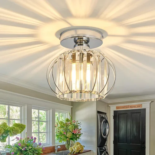 Vista 13 de Modern Celing Light 2 Pack Semi Flush Mount Fixture Small Crystal Chandelier Mini Indoor Ceiling Lamp for Bathroom Hallway Foyer Porch Hall