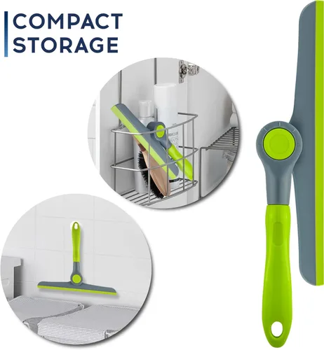 Vista 3 de DSV Standard Escobilla de limpieza de ventanas resistente verde y gris de 10 pulgadas, escobilla de mano para puertas de vidrio, ventanas