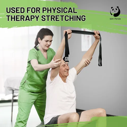 Vista 6 de Correa de yoga Slim Panda para estiramiento, Correa de yoga de algodón con hebilla ajustable en forma de D, Correa de yoga no elástica para pilates