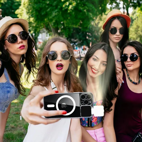 Vista 2 de Funda magnética con luz LED para selfie para iPhone 13 Pro Max, recargable, portátil, anillo de luz para selfie, maquillaje, Tiktok, transmisión