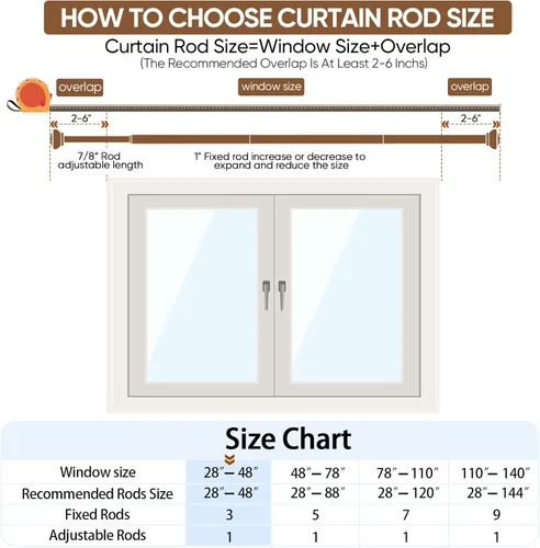 Vista 10 de SIMEWIN Barras de cortina para ventanas de 28 a 120 pulgadas, ajustable, de 1 pulgada de diámetro, juego de cortinero decorativo para ventana