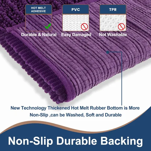 Vista 22 de FLOLEOPA Alfombras de baño de microfibra suave y esponjosa, tapetes de baño absorbentes, antideslizantes, lavables a máquina y de secado rápido