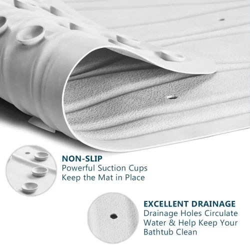 Vista 2 de ComfiLife Bath Mat for Bathroom Tub and Shower – Non Slip Extra Large Bathtub Mat with Drain Holes & Suction Cups – Machine Washable Rubber Mats to