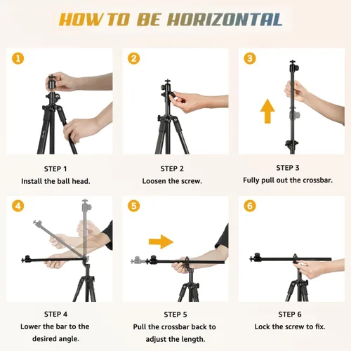 Vista 2 de Lusweimi - Trípode para teléfono, soporte horizontal de 67 pulgadas con cabezal de bola ajustable de 360° y control remoto inalámbrico