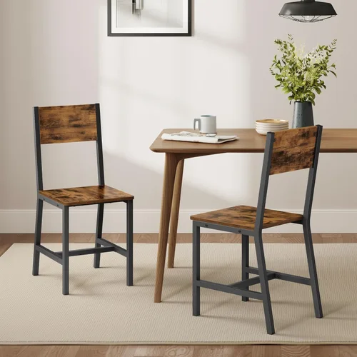 Vista 13 de VASAGLE Juego de 4 sillas de comedor, sillas de madera rústica con estructura de acero metálico, fácil de montar, asiento cómodo, silla moderna