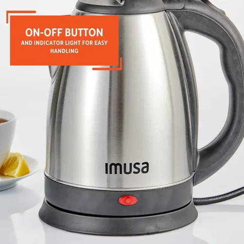 Vista 5 de IMUSA USA GAU-18220 - Tetera eléctrica inalámbrica de acero inoxidable de 1,8 litros con boquilla de vertido fácil de servir