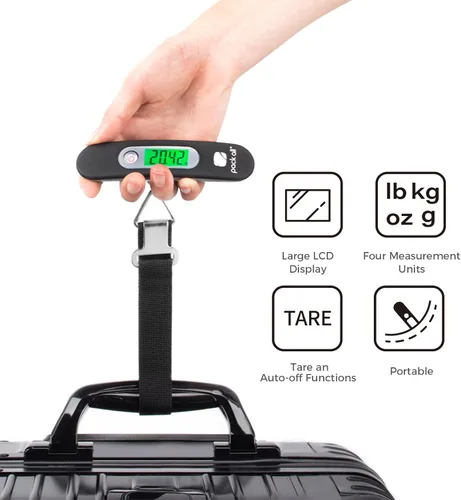Vista 3 de pack all Báscula de equipaje báscula digital de mano para equipaje báscula de equipaje de viaje para equipaje con pantalla LCD retroiluminada 88