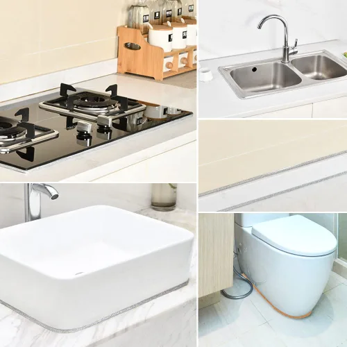 Vista 7 de Moldura de techo para despegar y pegar, moldura de pared flexible autoadhesiva, tira selladora de cinta de calafateo impermeable, cinta decorativa