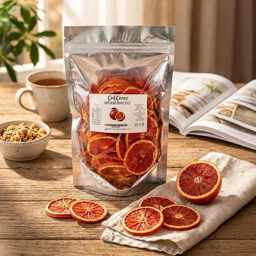 Vista 2 de Rebanadas de naranja sanguina deshidratada, rebanadas de naranja sanguina seca por cokcerez 3 oz (85 gr)