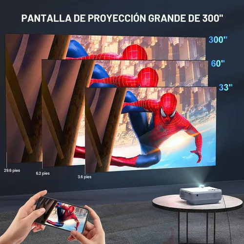 Vista 5 de FUDONI Proyector con WiFi 5G y Bluetooth, proyector de cine portátil Native 1080P 18000L para cine en casa al aire libre, altavoz integrado
