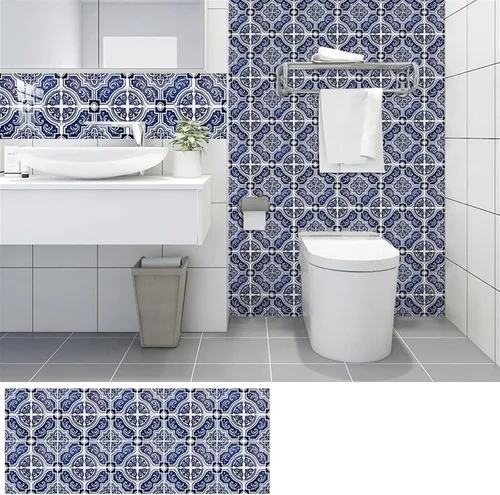 Vista 2 de HQSGDMN 10 hojas de azulejos para despegar y pegar, adhesivos de vinilo 3D autoadhesivos para azulejos para cocina, baño, encimera, baño, azulejos