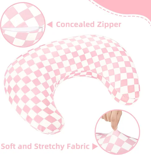 Vista 7 de Funda de almohada de lactancia, fundas de lactancia extraíbles para almohadas de lactancia, ajuste elástico y suave para bebés recién nacidos, lazo