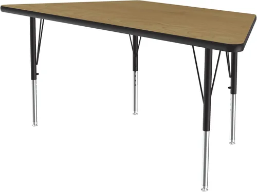 Vista 7 de Correll - Mesa de actividades con forma trapezoidal de 24 x 48 pulgadas, altura ajustable, laminado duradero de alta presión de granito gris Gris