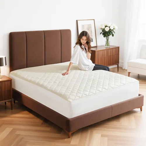 Vista 8 de Protector de colchón de algodón orgánico tamaño individual, protector de colchón superior y lateral 100% impermeable, protectores de colchón