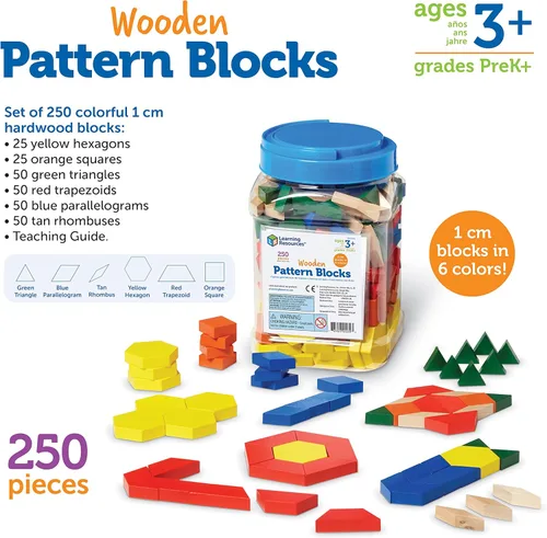 Vista 5 de Learning Resources bloques de madera con patrones, juego de 250