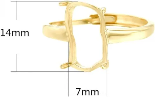Vista 2 de Base de anillo ajustable de plata de ley 925 para anillo de piedra irregular de 0.276 x 0.551 in, ajuste en blanco, fabricación de joyas, regalo