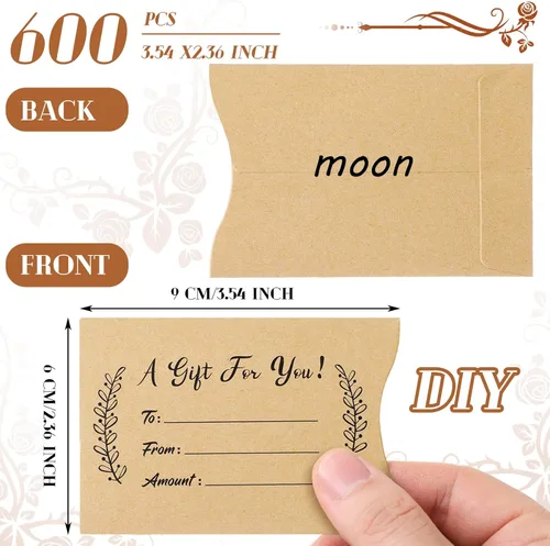Vista 2 de Yinder 600 piezas sobres para tarjetas de regalo a granel fundas para tarjetas de regalo de agradecimiento mini sobres de dinero en efectivo