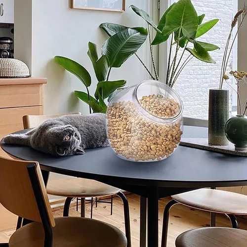 Vista 6 de ELLDOO Tarro de almacenamiento de plástico transparente inclinado con tapa, contenedor de cápsulas de lavandería de boca ancha de 80 onzas, soporte