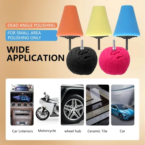 Vista 2 de Kit de pulido de aluminio de 5 piezas de bolas de pulido de espuma para taladros, ruedas de automóvil y pulidoras para el cuidado del automóvil