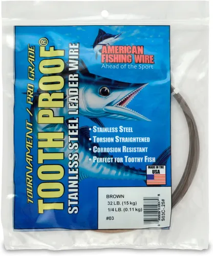 Vista 47 de AFW Alambre Líder Duro de Una Hebra de Acero Inoxidable a Prueba de Dientes - Brillante y Camuflaje para Tiburón, Barracuda, Caballa Real, Wahoo