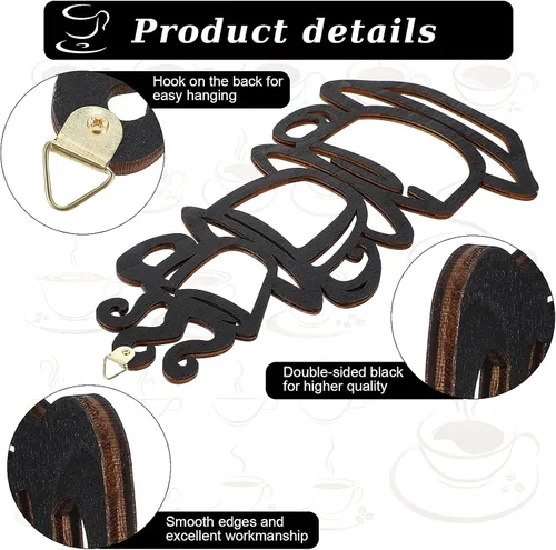 Vista 4 de Jetec 2 Piezas de Decoración de Pared de Café, Taza Negra en Silueta, Arte de Pared de Cocina, Accesorios para Barra de Café