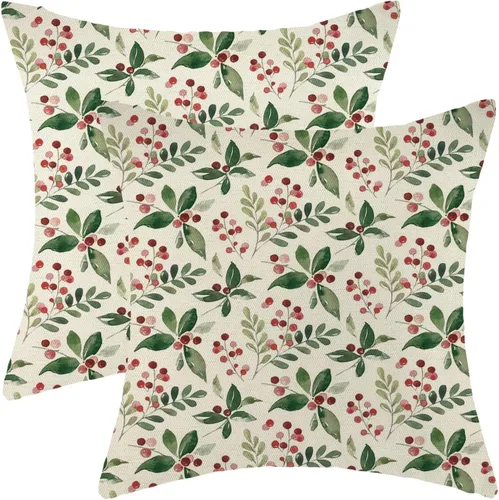 Vista 15 de Fundas de almohada de Navidad 40 x 40 cm, juego de 2 cojines con diseño de copo de nieve, a cuadros color negro y rojo, funda de almohada de búfalo