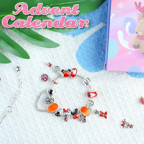 Vista 4 de Calendario de Adviento de Navidad 2025 para niñas, calendario de cuenta regresiva de 24 días de Navidad con pulsera de bricolaje, collar, lindo