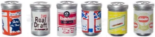 Casa de Muñecas Miniatura Pub Accesorio 6 Latas Beer Ale 356