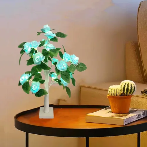 Vista 51 de Lámpara de árbol de Pascua iluminada, decoración de Pascua para mesa, mini árbol de abedul artificial, decoración de bonsái para dormitorio, mesita