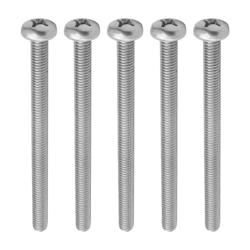 Vista 61 de MroMax 50 tornillos de máquina Phillips de cabeza plana M5 x 0.315 in, acero inoxidable 304 18-8, rosca completa, tornillos de cabeza cruzada gris