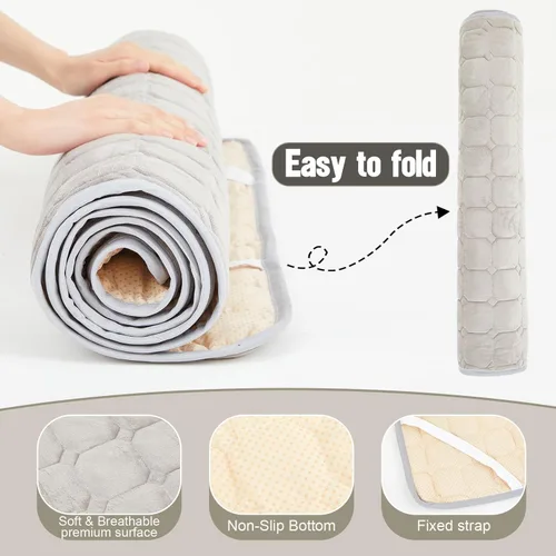 Vista 3 de Threehoney Paquete de 2 protectores de colchón de espuma acolchada para camping, suave, portátil, con bolsa de almacenamiento, parte inferior