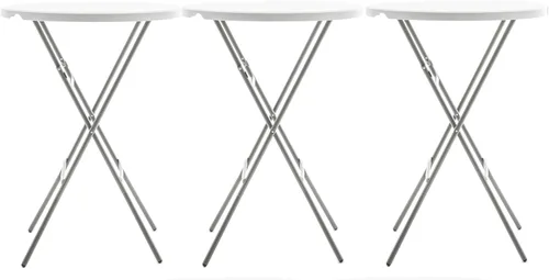 Vista 15 de BTExpert Mesa Plegable de Plástico de Granito Blanco Redonda de 32" Altura de Barra de 43" Mesa Comercial Portátil Mesa de Banquete Tarjeta Café