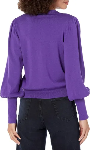 Vista 2 de The Drop Vivienne - Suéter de cuello redondo con hombros acolchados para mujer