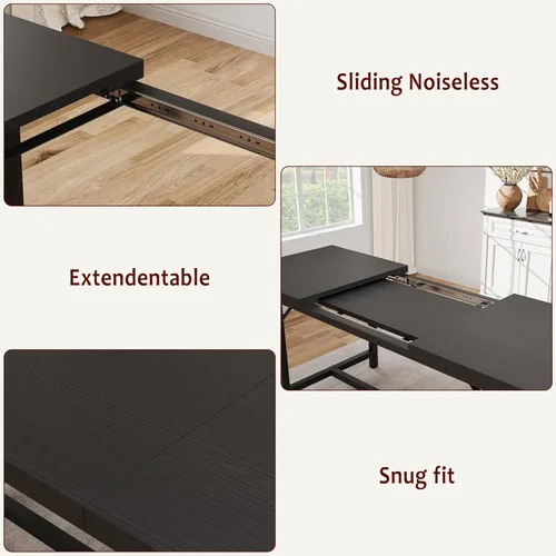 Vista 4 de GarveeHome Juego de mesa de comedor extensible de 5 piezas para 4-6, mesa de cocina y 2 bancos tapizados con protector de esquina de metal, juego
