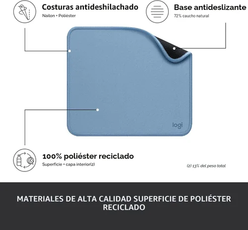 Vista 4 de Logitech Alfombrilla para mouse - Studio Series, alfombrilla de mouse para computadora con base de goma antideslizante, fácil deslizamiento