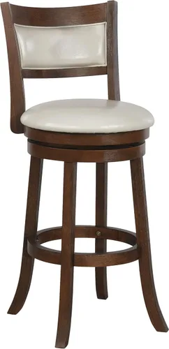 OSP Home Furnishings Metro - Taburete giratorio de 30 pulgadas con asiento acolchado y reposapiés adjunto, piel sintética color crema con marco de