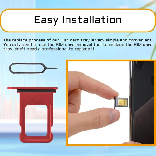 Vista 5 de Para iPhone 12 Rojo SIM Bandeja de Reemplazo Solo Versión SIM para iPhone12 Ranura para tarjeta con anillo de goma impermeable Kit de reparación Kit