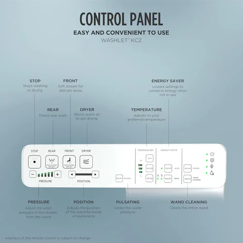 Vista 7 de TOTO® WASHLET® KC2 Asiento electrónico para bidé con asiento calefactado y tapa de cierre suave, redondo, blanco algodón - SW3023#01