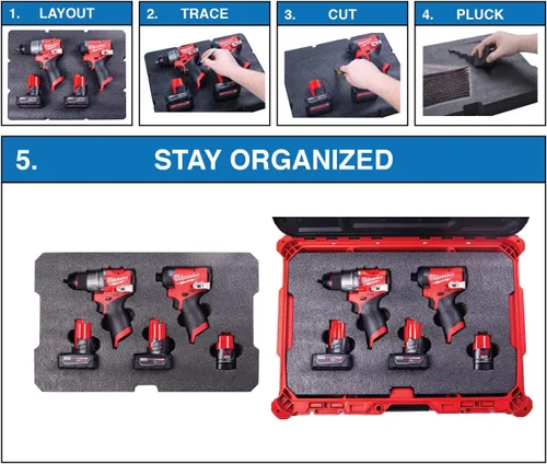 Vista 7 de Insertos de espuma Econo - Se adapta a Milwaukee Packout 48-22-8425 (kit de espuma de 4 piezas)